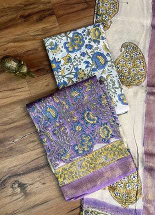 Pure Maheshwari Silk Suit ( Unstitched)