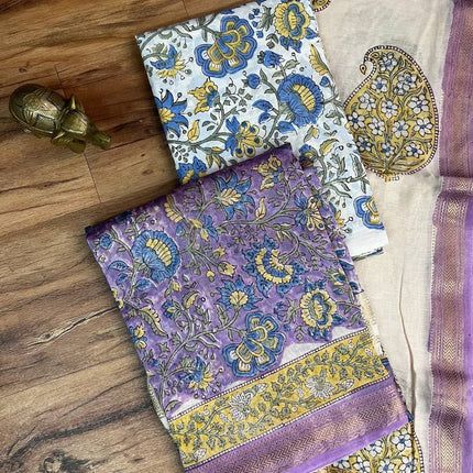 Pure Maheshwari Silk Suit ( Unstitched)