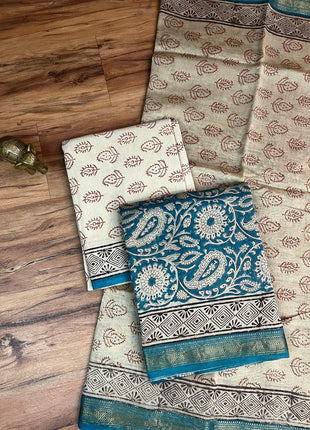 Pure Maheshwari Silk Suit ( Unstitched)
