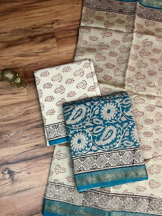 Pure Maheshwari Silk Suit ( Unstitched)