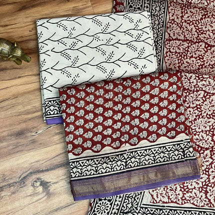 Pure Maheshwari Silk Suit ( Unstitched)