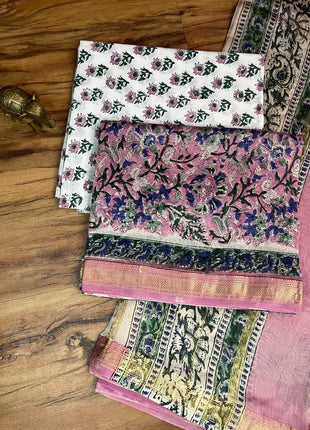 Pure Maheshwari Silk Suit ( Unstitched)