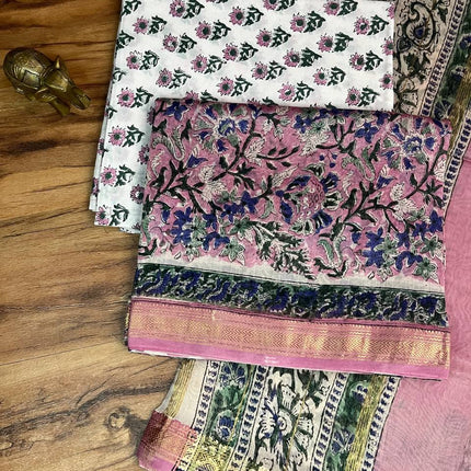 Pure Maheshwari Silk Suit ( Unstitched)