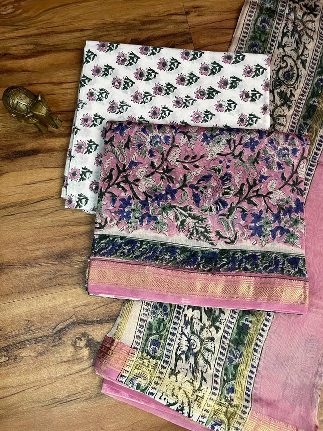 Pure Maheshwari Silk Suit ( Unstitched)