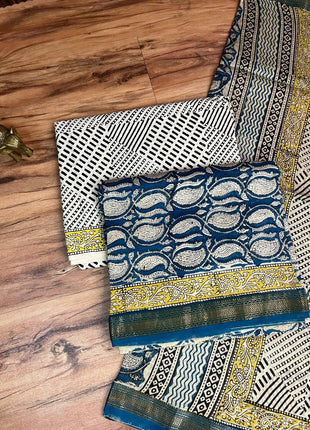 Pure Maheshwari Silk Suit ( Unstitched)