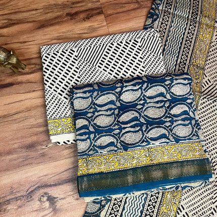 Pure Maheshwari Silk Suit ( Unstitched)