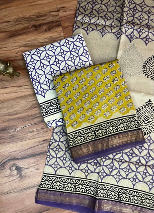 Pure Maheshwari Silk Suit ( Unstitched)