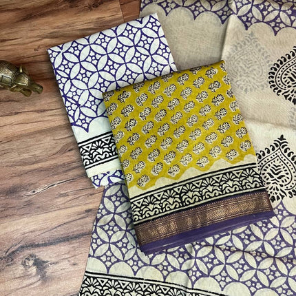 Pure Maheshwari Silk Suit ( Unstitched)