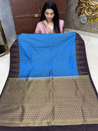 Premium Kanchi Gold Zari Coffee Brown Border