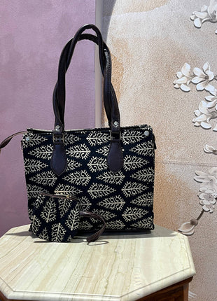 Hand Block Printed Fabric Handbags With Money Pouch