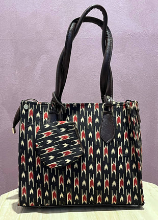 Hand Block Printed Fabric Handbags With Money Pouch