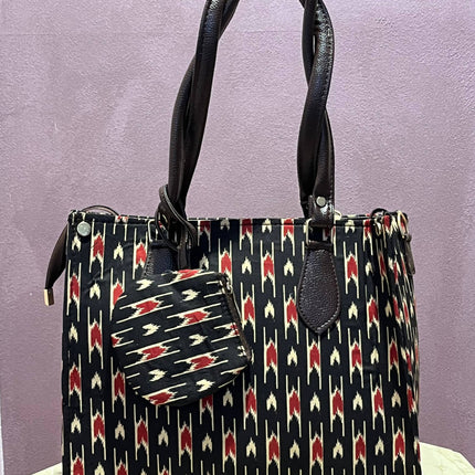 Hand Block Printed Fabric Handbags With Money Pouch
