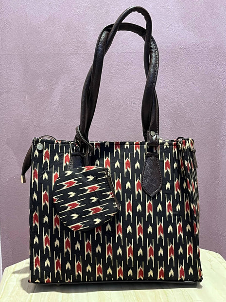 Hand Block Printed Fabric Handbags With Money Pouch