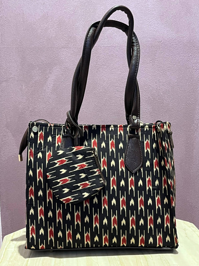 Hand Block Printed Fabric Handbags With Money Pouch