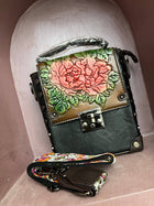 Vintage Floral Embossed Faux Leather Handbag