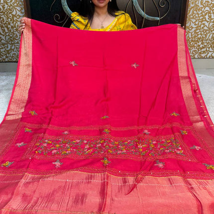 Chinnon Blended Linen With Hand Embroidery