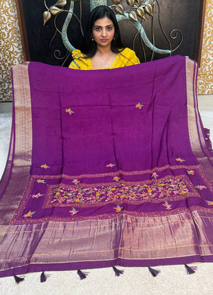 Chinnon Blended Linen With Hand Embroidery