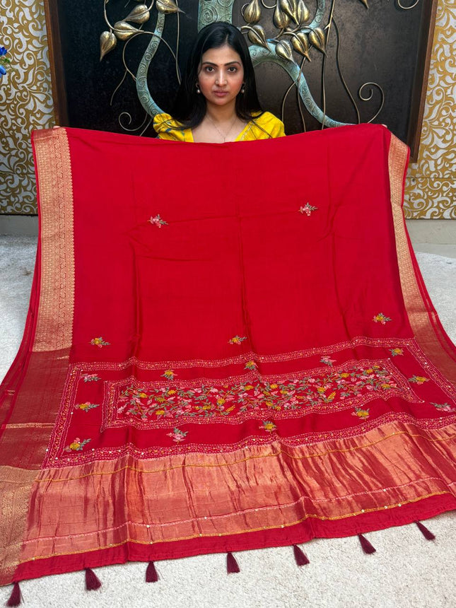 Chinnon Blended Linen With Hand Embroidery