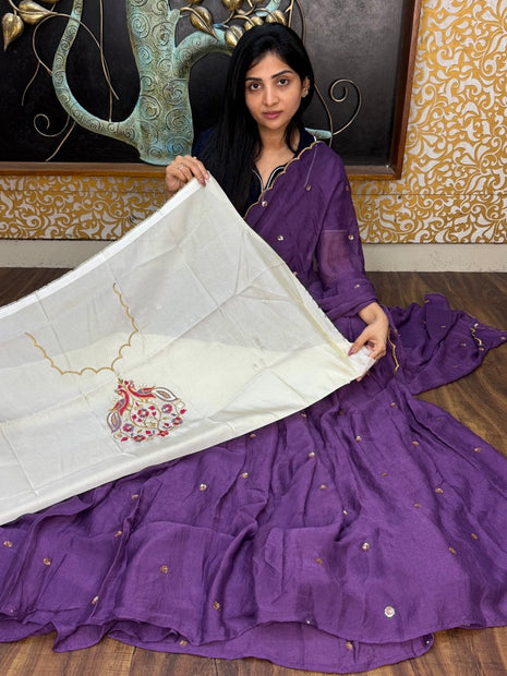 Georgette Half Saree (Stitched Skirt, Unstitched Blouse)