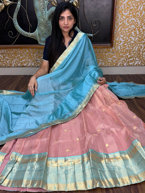 Paithani Half Saree (Stitched Skirt, Unstitched Blouse)