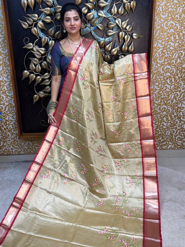 Kanchi Silk With Rich Embroidery Work