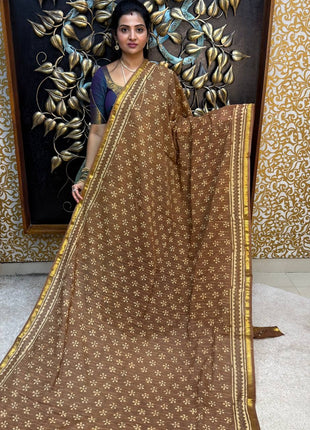 Cotton With (Bagru Dabu Print Saree)