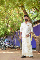 Pure Silk Designer Gold Shirt & Dhoti