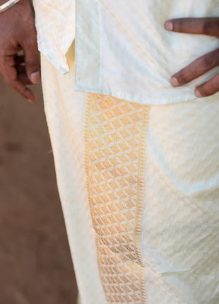 Pure Silk Designer Gold Shirt & Dhoti