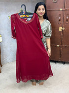 Neck  Handwork Georgette Kurtis