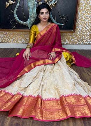 Half Saree (Stitched Skirt, Unstitched Blouse)