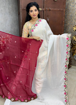 Designer Saree With Cut Work