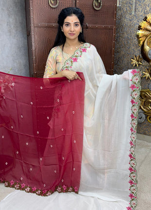 Designer Saree With Cut Work