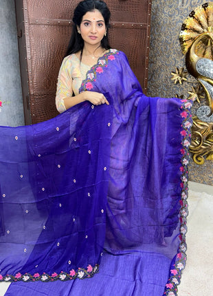 Designer Saree With Cut Work