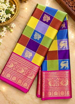 Vintage Premium Kanchi  WITH Palum Pazham Checks Pattern