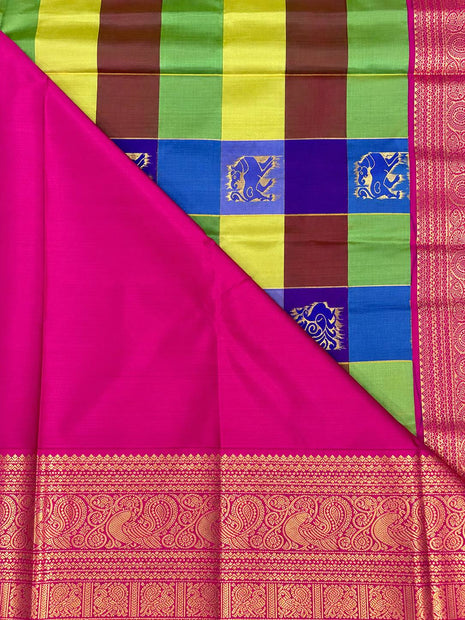 Vintage Premium Kanchi  WITH Palum Pazham Checks Pattern