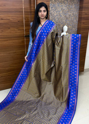 Semi Kancipuram With Palum Pazham Checks Pattern