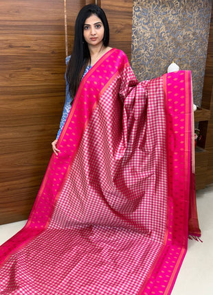 Semi Kancipuram With Palum Pazham Checks Pattern