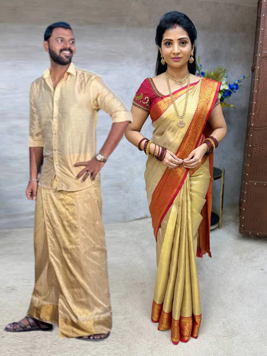 Couple Combo Collection ( Shirt + Dhoti + Saree)