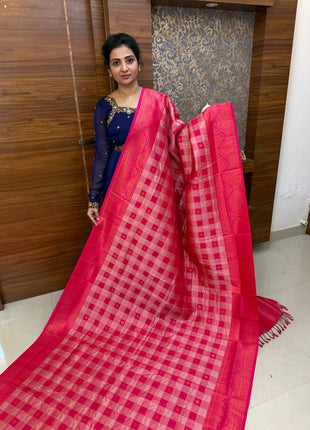 Semi Kancipuram With Palum Pazham Checks Pattern