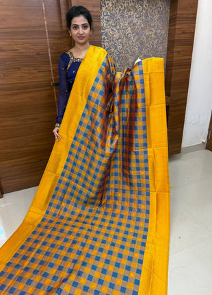 Semi Kancipuram With Palum Pazham Checks Pattern