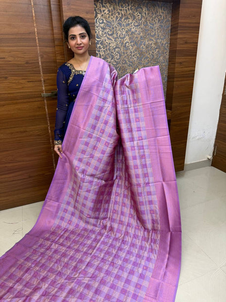 Semi Kancipuram With Palum Pazham Checks Pattern