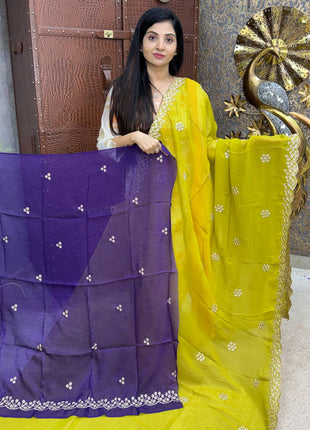 Designer Saree With Cut Work