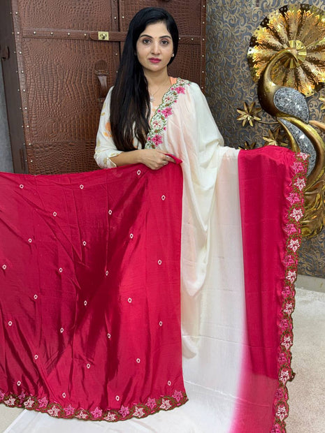 Designer Saree With Cut Work