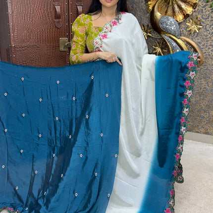 Designer Saree With Cut Work