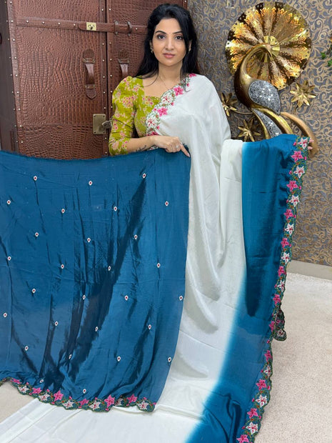 Designer Saree With Cut Work