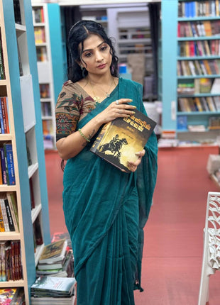 Premium Cotton Saree with Kalamkari Blouse