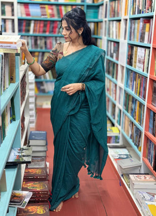 Premium Cotton Saree with Kalamkari Blouse