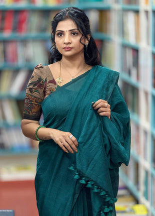 Premium Cotton Saree with Kalamkari Blouse