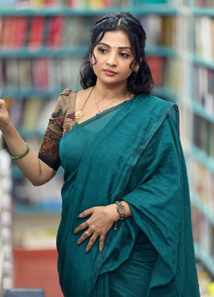 Premium Cotton Saree with Kalamkari Blouse