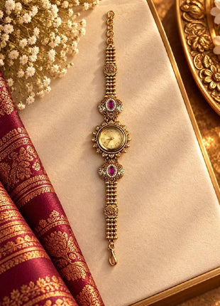 Women's Gold-Tone Ethnic Bracelet Watch